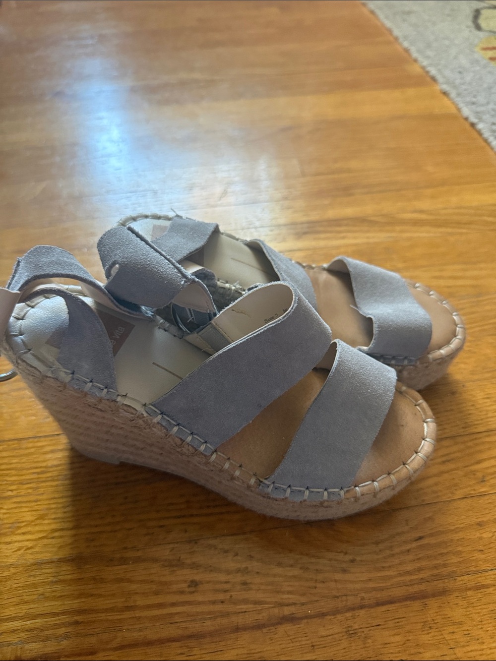 Dolce Vita Light Gray Suede Wedge Espadrilles